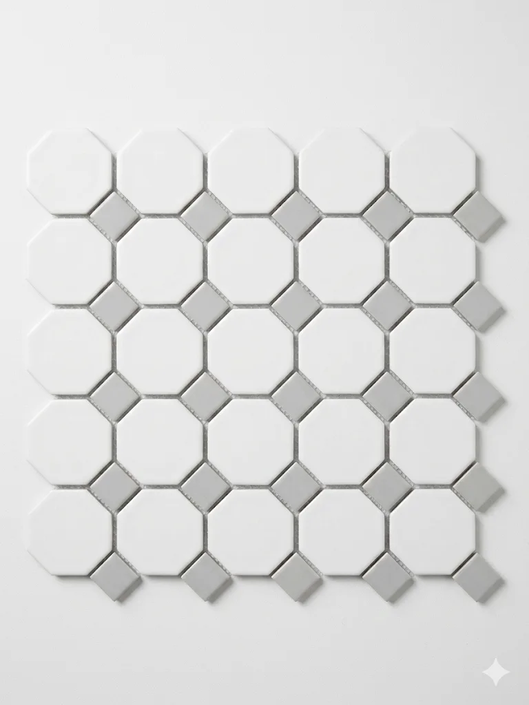 YH052 Shower Floor - Octagon, White & Grey