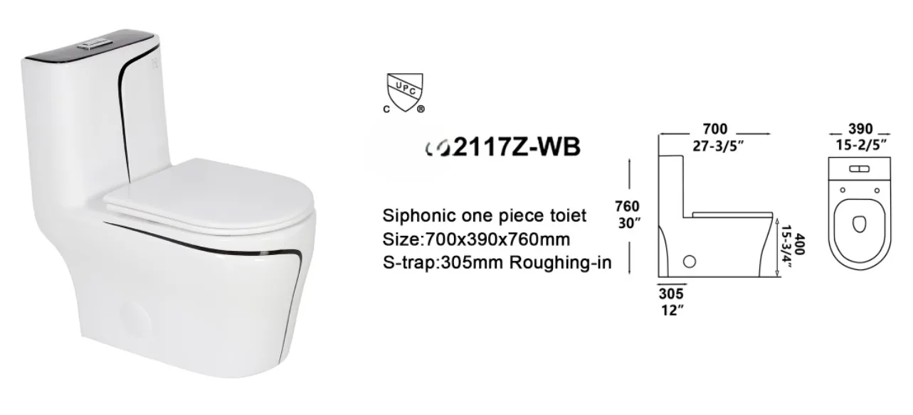 One-Piece Toilet - White & Black