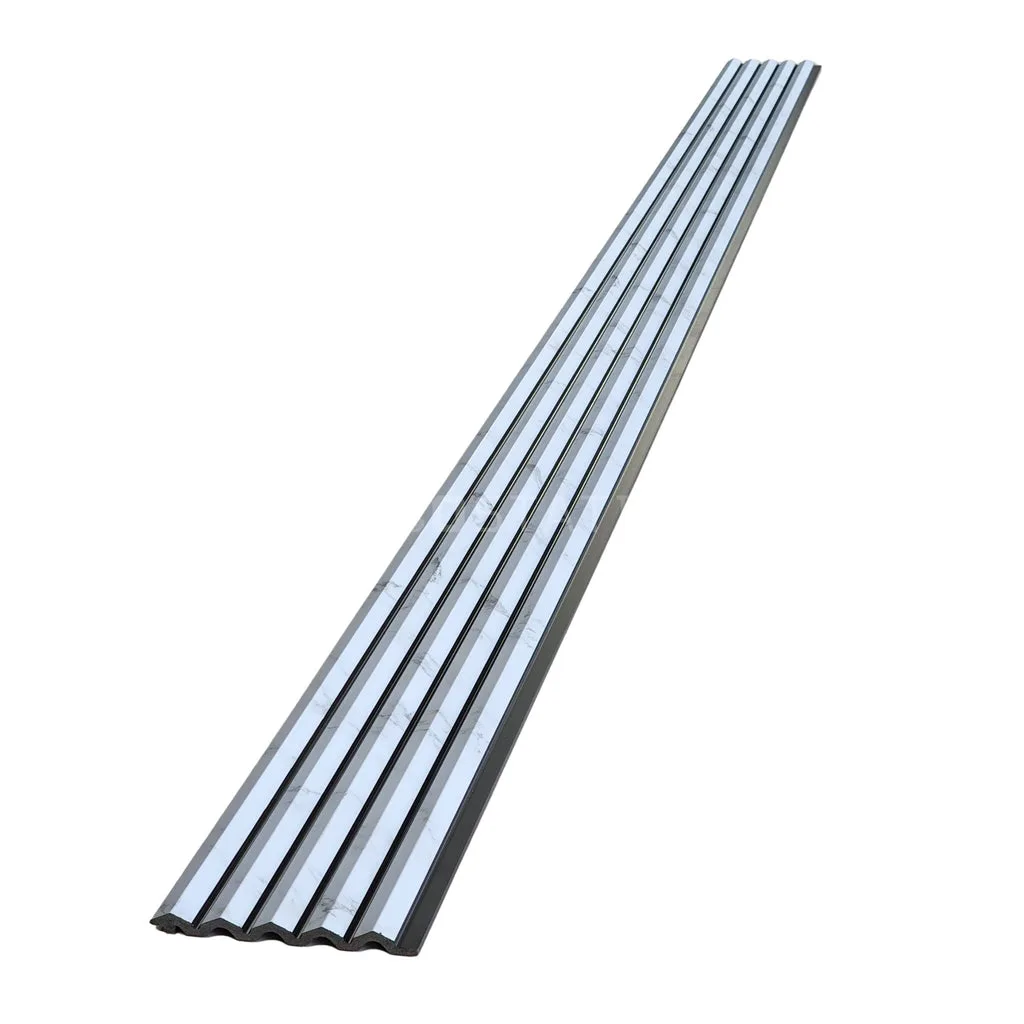 Glossy White Marble Fluted Panel with Black Inlays